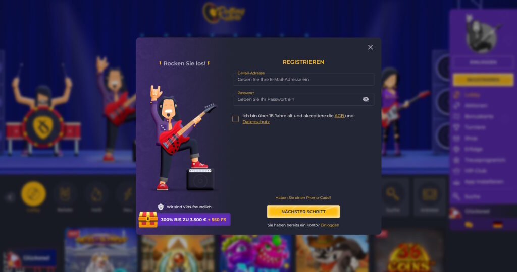 RollingSlots Registrieren